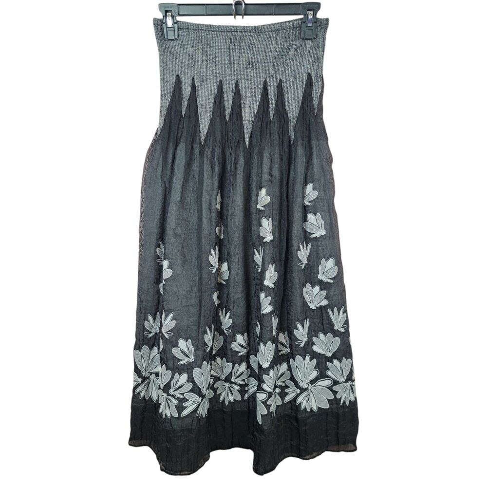 Lapis Anthropologie One Size Dress Strapless Elastic Gray Knee Length